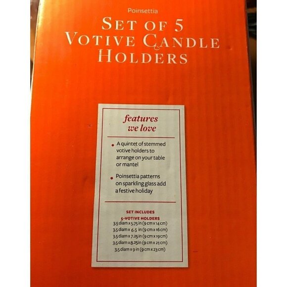 Better Homes & Gardens 5 Poinsettia Glass Votive Candle Holders Christmas Decor - Picture 7 of 12